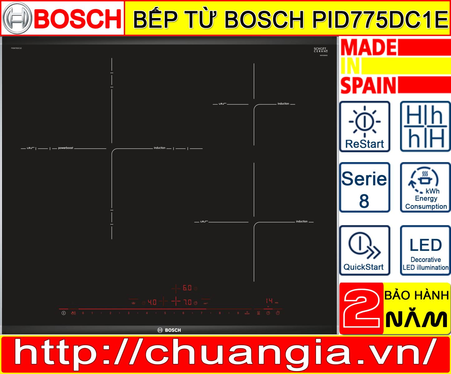 Bếp Từ Bosch PID775DC1E, bếp chuẩn giá, hướng dẫn sử dụng bếp từ bosch pid775dc1e, bếp từ bosch pid675dc1e, bếp từ bosch pij651fc1e, bếp từ bosch pij675fc1e, bếp từ dương bosch, bếp từ bosch serie 6, bếp từ bosch pie875dc1e, bếp từ bosch serie 8