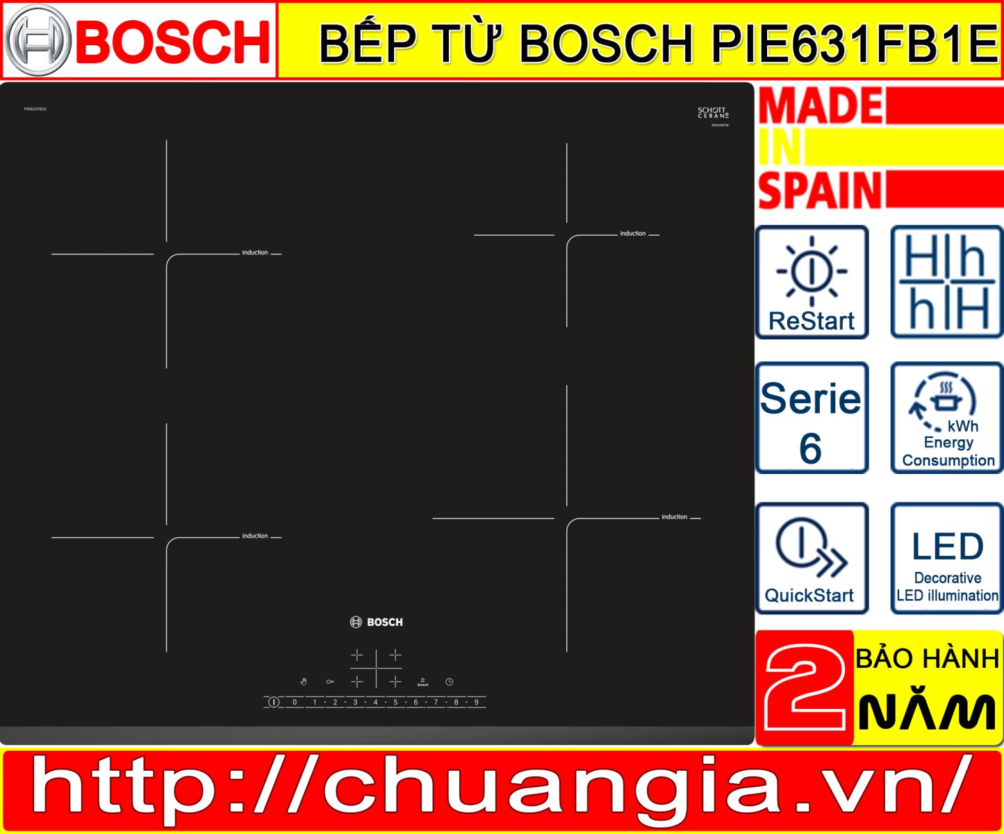 Bếp Từ Bosch PIE631FB1E, đánh giá bếp từ bosch pie631fb1e, bếp từ bosch pie631fb1e có tốt không, bếp từ 4 vùng nấu bosch pie631fb1e, bếp bosch puc631bb2e, bosch pie631fb1e amazon, bếp từ bosch pij651fc1e, báo giá bếp từ bosch, bosch pie631fb1e serie 6
