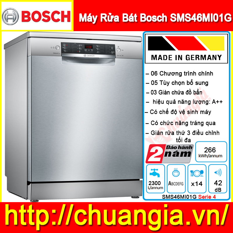 Máy Rửa Bát Bosch SMS46MI01G Serie 6 – Chuẩn Giá – Made In Germany